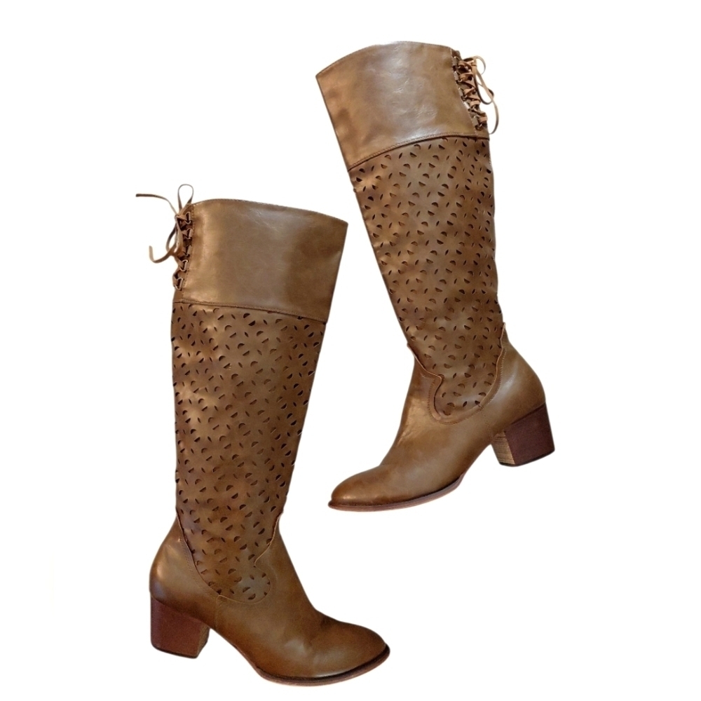 Wanted Women’s Brown Cut-Out Knee High Boots size 10
